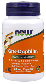 Пребиотики и пробиотики Now Foods Gr8-Dophilus Пробиотическая пищевая добавка для поддержки пищеварения и иммунитета 60 веганских капсул