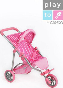 Коляски для кукол коляска для кукол PlayTo розовый цвет, с принтом в горошек