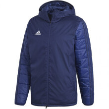 Мужские спортивные куртки Мужская куртка спортивная синяя с капюшоном Adidas Winter Jacket 18 M CV8271