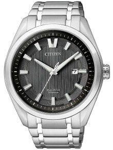 Мужские наручные часы с браслетом Мужские наручные часы с серебряным браслетом Citizen AW1240-57E Eco-Drive Super-Titanium Mens 42mm 10 ATM