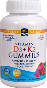 Витамин D Nordic Naturals Vitamin D3 plus K2 Витамин D3 плюс K2 со вкусом граната 60 жевательных таблеток