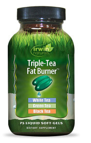 Жиросжигатели irwin Naturals Triple-Tea Fat Burner Жиросжигающий комплекс на основе белого, зеленого и черного чаев  75 жидких гелевых капсулы