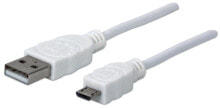 Компьютерные разъемы и переходники manhattan 324069 USB кабель 1,8 m 2.0 USB A Micro-USB B Белый