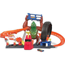 Детские треки и авторалли для мальчиков Трек для игрушечных машинок Hot Wheels Toxic Gorilla Slam Сити Атака бешеной гориллы,GTT94