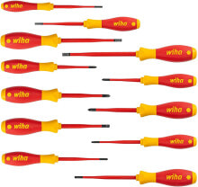 Наборы отверток wiha screwdriver set, 12 pieces, soft finish, ergonomic handle for powerful turning, all-rounder for industry and crafts, slotted head - Phillips - Torx - Pozidriv, 302HK12