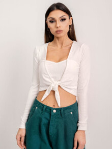 Женские блузки и кофточки Женская укороченная блузка с длинным рукавом белая Factory Price