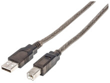 Компьютерные разъемы и переходники manhattan 152389 USB кабель 15 m 2.0 USB A USB B Черный