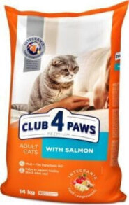 Сухие корма для кошек Сухой корм для кошек Club 4 Paws, для взрослых с лососем, 14кг