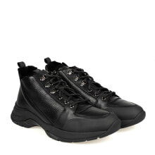 Мужские кроссовки Мужские кроссовки повседневные черные кожаные высокие демисезонные на высокой подошве Baldinini Sneakersy