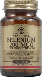 Минералы и микроэлементы solgar Selenium Селен 200 мкг, бездрожжевой 100 таблеток