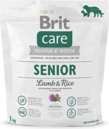 Сухие корма для собак Сухой корм для животных Brit, Care Senior, для пожилых, гипоаллергенный, с ягненком и рисом, 1 кг