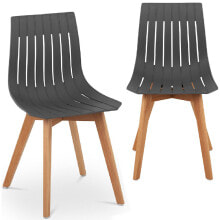 Садовые кресла и стулья Plastic chair with wooden legs for home office up to 150 kg, 2 pcs. Gray