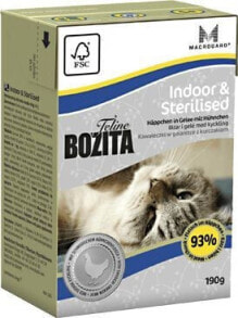 Влажные корма для кошек Влажный корм для кошек Bozita,  для стерилизованных, кусочки с курицей в желе, 190 г
