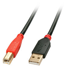 Компьютерные разъемы и переходники Lindy USB A/USB B 10m USB кабель 2.0 Черный, Красный 42761
