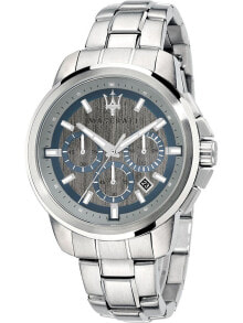 Мужские наручные часы с браслетом Мужские наручные часы с серебряным браслетом Maserati R8873621006 Successo chrono 44mm 5ATM