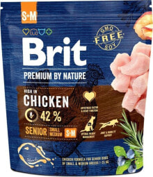 Сухие корма для собак Сухой корм для собак Brit, Premium by Nature Senior, для взрослых мелких и средних пород, с курицей, 15 кг