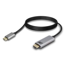 Компьютерные разъемы и переходники ACT AC7015 видео кабель адаптер 1,8 m USB Type-C HDMI Тип A (Стандарт) Черный, Серый