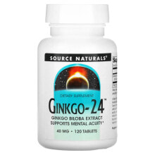 Гинкго Билоба Source Naturals, Ginkgo-24, 40 mg, 120 Tablets