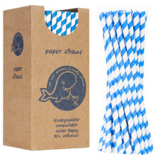 Одноразовая посуда paper straws BIO ecological PAPER STRAWS 6 / 205mm - white and blue 250 pcs.