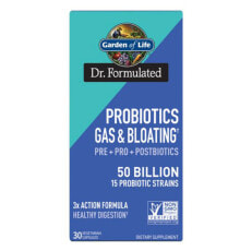Пребиотики и пробиотики garden of Life Dr. Formulated Probiotic Gas and Bloating  Пищеварительный комплекс с пробиотиками, пребиотиками и постбиотиками 50 млрд КОЕ 30 вегетарианских капсул