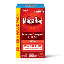Рыбий жир и Омега 3, 6, 9 Schiff MegaRed Superior Softgels Krill Oil Омега-3 из масла криля 350 мг 120 гелевых капсул