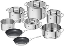 Наборы горшков Zwilling 3-Piece Cookware Set with Pots and Pan, Induction Compatible, Stainless Steel, Vitality