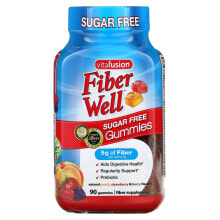 Витамины и БАДы для пищеварительной системы VitaFusion, Fiber Well, персик, клубника, ягоды, 90 жевательных таблеток
