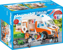 Детские игровые наборы и фигурки из дерева Игровой набор с элементами конструктора Playmobil City Life Скорая помощь с мигалкой,70049