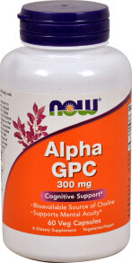 Витамины и БАДы для нервной системы NOW Foods, Alpha GPC, 300 mg, 60 Veg Capsules