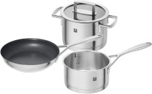 Наборы горшков ZWILLING Essence Stainless Steel Saucepan Set, 4 Pieces, 3 Lids, Suitable for Induction Cookers