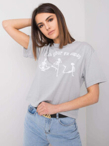 Женские футболки Женская футболка свободного кроя серая Factory Price