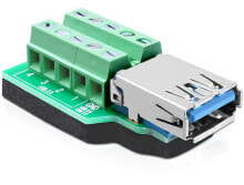 Компьютерные разъемы и переходники deLOCK 65370 кабельный разъем/переходник USB 3.0-A 10p Черный, Зеленый, Серебристый