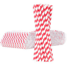 Одноразовая посуда paper straws BIO ecological PAPER STRAWS thick 8 / 205mm - white-red 500 pcs.