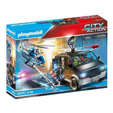 Игровой набор с элементами Playmobil City action 70575 Погоня на вертолете за беглецами в фургоне