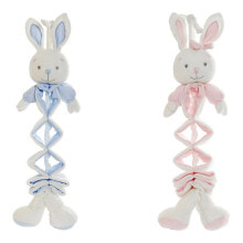 Игрушки-подвески для малышей DKD Home Decor.  2 Игрушки-подвески плюшевые Зайчата. Размеры: 19 x 8 x 27 cm. Розовый, голубой.