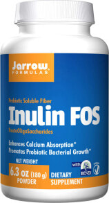 Пребиотики и пробиотики Jarrow Formulas Prebiotic Inulin Fos Пребиотическая клетчатка для обогащения и питания микробиома кишечника 180 г