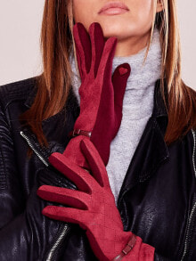 Женские перчатки бордового цвета с ажурным узором Factory Price