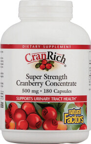 Natural Factors CranRich Super Strength Cranberry Concentrate Растительный клюквенный концентрат  для поддержки здоровья мочевыводящих путей 500 мг 180 капсул