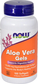 NOW Foods Aloe Vera Gels Растительный экстракт алоэ вера для поддержки здоровья пищеварения 100 гелевых капсул