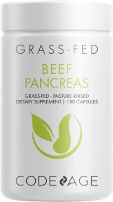 Витамины и БАДы для пищеварительной системы CodeAge Grass-Fed Beef Pancreas Комплекс пищеварительных ферментов и питательных веществ из говяжьей поджелудочной железы 180 капсул