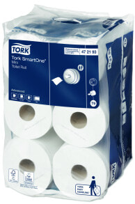 Туалетная бумага и бумажные полотенца tork 472193 Туалетная бумага 2 слойная   в мини-рулонах Система T9  12 рулонов 620 листов 111,6 м х 13,4 см