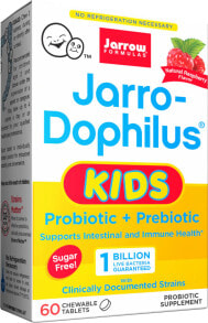 Пребиотики и пробиотики Jarrow Formulas Jarro-Dophilus Kids Детский комплекс для здоровья кишечника и поддержки иммунитета с пребиотиками и пробиотиками 1 млрд КОЕ 60 жевательных таблеток