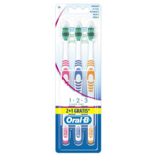 Электрические зубные щетки Набор зубных щеток Oral-B с щетиной средней жесткости, красная, синяя, оранжевая