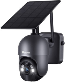 Умные камеры видеонаблюдения наружная батарея камеры видеонаблюдения Ctronics 15000 мАч 355°/95° Поворотная с солнечной панелью, 100% Беспроводная PTZ WLAN IP-камера на открытом воздухе, PIR и Радиолокационное обнаружение, Цветное ночное видение с прожектором, 2-Полосный звук