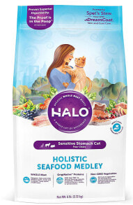 Сухой корм для кошек Halo,  Purely For Pets Spot's Stew, для кошек с чувствительным пищеварением с морепродуктами, 2.7кг