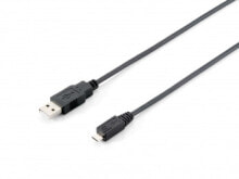 Компьютерные разъемы и переходники Equip 128594 USB кабель 1 m 2.0 USB A Micro-USB B Черный