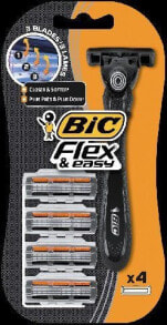 Мужские бритвы и лезвия bIC Flex & Easy Мужская бритва + сменные картриджи 4 шт