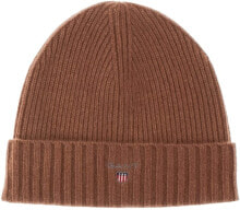 Женские шапки Женская шапка черная GANT Women's wool lined beanie knitted hat