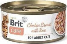 Влажные корма для кошек Влажный корм для кошек Brit Care, кусочки с лососем, 85 г