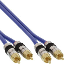 Акустические кабели inLine 89750P аудио кабель 0,5 m 2 x RCA Синий